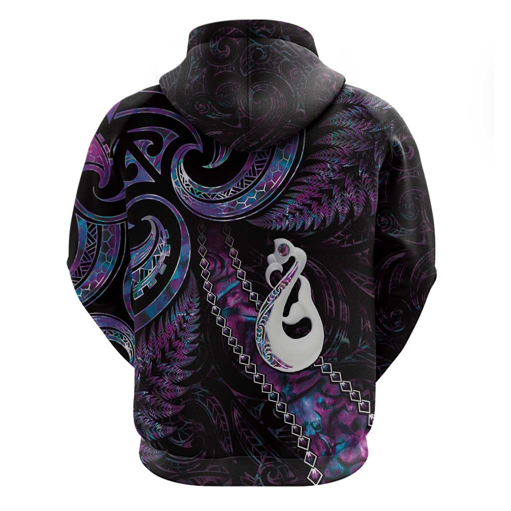 New Zealand Aotearoa Hoodie Maori Manaia Paua Shell Glitter Purple LT05 - Vibe Hoodie Shop