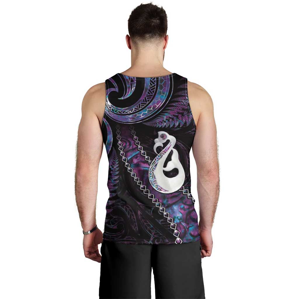 New Zealand Aotearoa Men Tank Top Maori Manaia Paua Shell Glitter Purple LT05 - Vibe Hoodie Shop