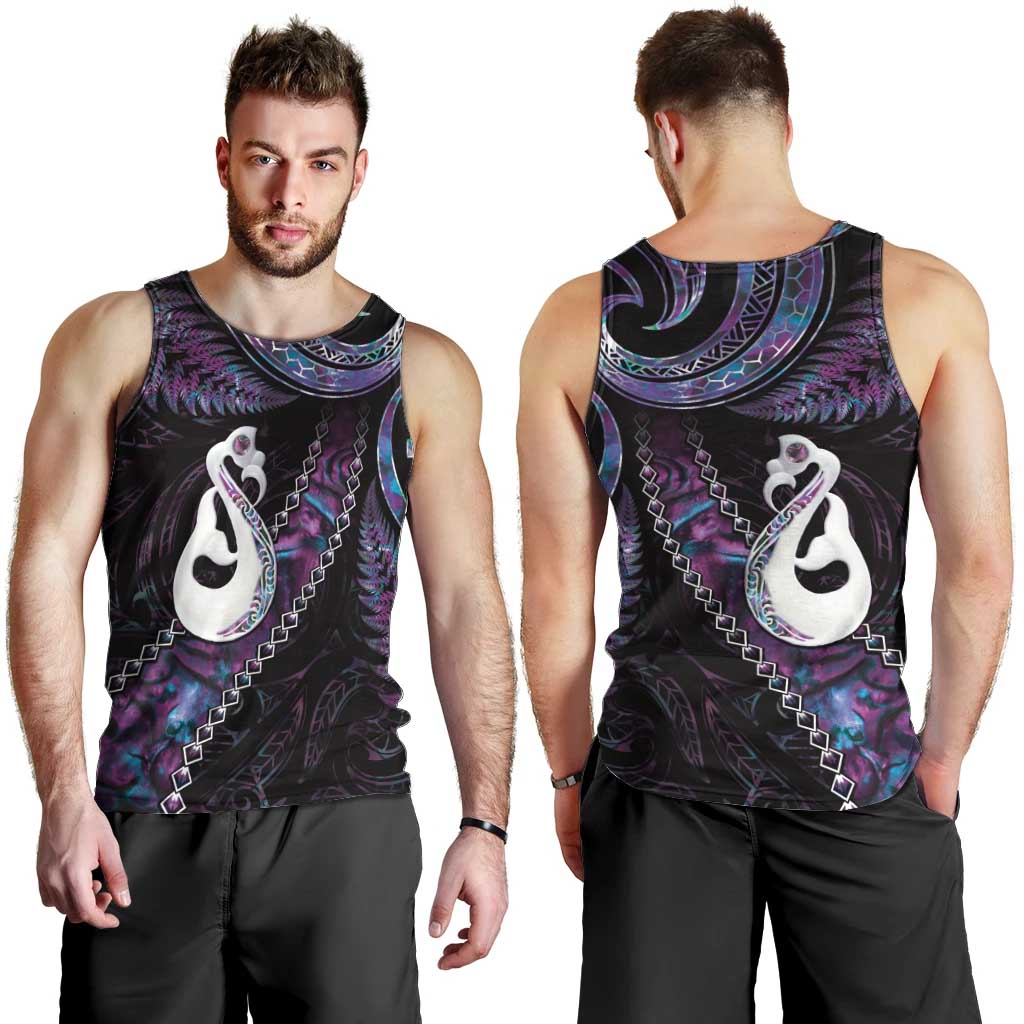 New Zealand Aotearoa Men Tank Top Maori Manaia Paua Shell Glitter Purple LT05 - Vibe Hoodie Shop