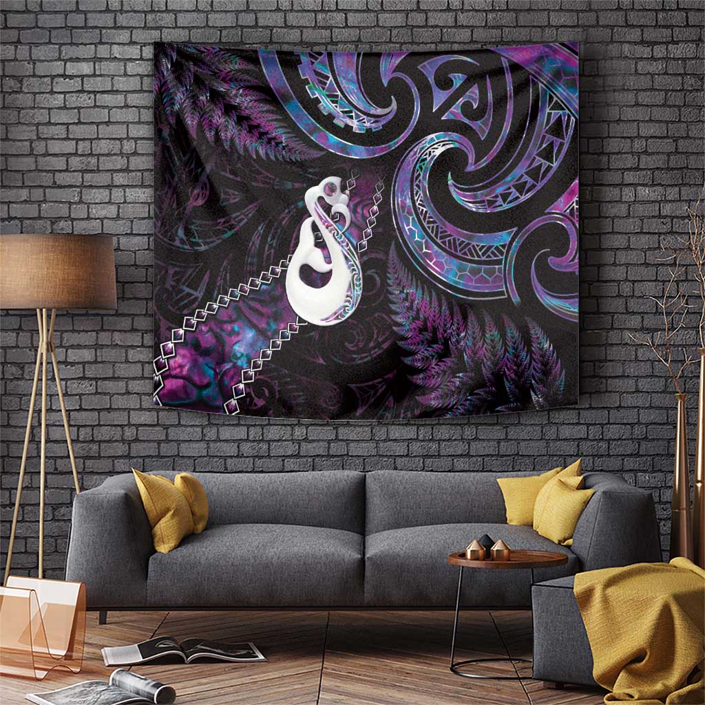 New Zealand Aotearoa Tapestry Maori Manaia Paua Shell Glitter Purple LT05 - Vibe Hoodie Shop