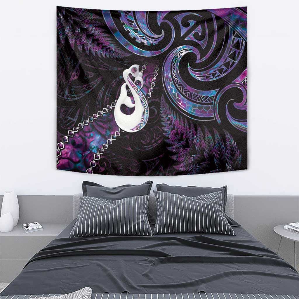 New Zealand Aotearoa Tapestry Maori Manaia Paua Shell Glitter Purple LT05 - Vibe Hoodie Shop