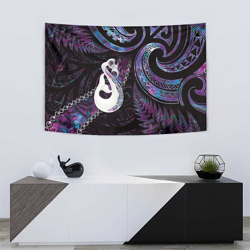 New Zealand Aotearoa Tapestry Maori Manaia Paua Shell Glitter Purple LT05 - Vibe Hoodie Shop