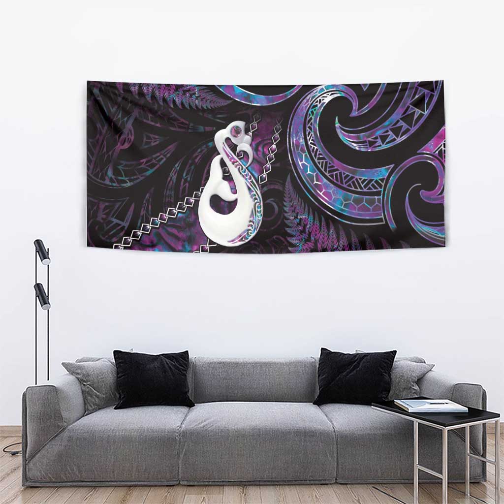 New Zealand Aotearoa Tapestry Maori Manaia Paua Shell Glitter Purple LT05 - Vibe Hoodie Shop