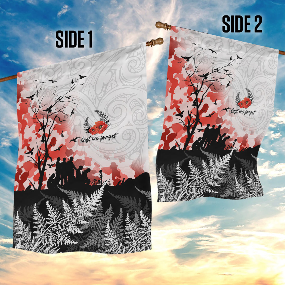 Kei Wareware Tatou New Zealand ANZAC Day Garden Flag Lest We Forget LT05 - Vibe Hoodie Shop