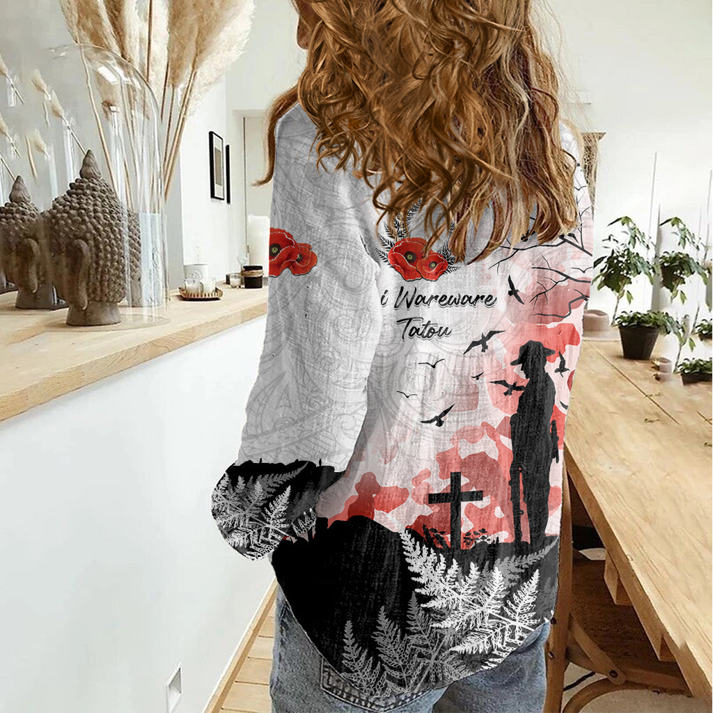 Kei Wareware Tatou New Zealand ANZAC Day Women Casual Shirt Lest We Forget LT05 - Vibe Hoodie Shop