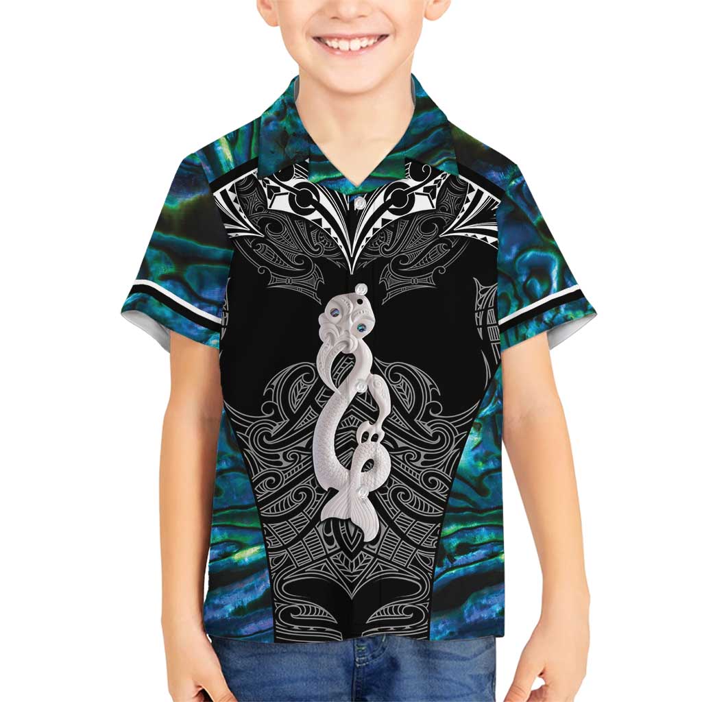 New Zealand Aotearoa Family Matching Off Shoulder Short Dress and Hawaiian Shirt Maori Taniwha Paua Shell