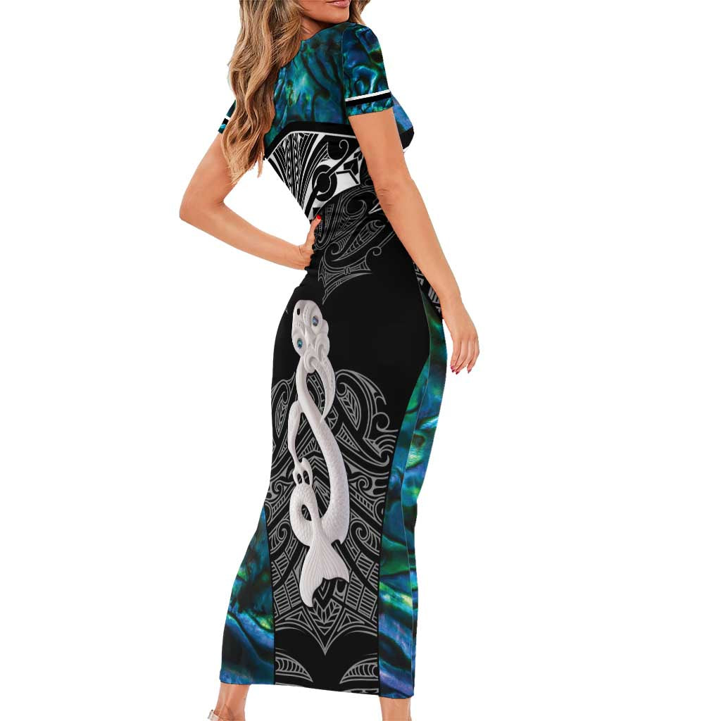 New Zealand Aotearoa Family Matching Short Sleeve Bodycon Dress and Hawaiian Shirt Maori Taniwha Paua Shell