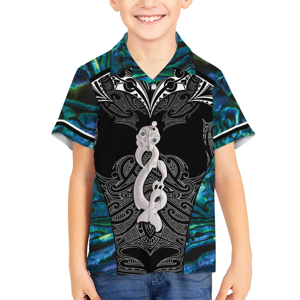 New Zealand Aotearoa Family Matching Short Sleeve Bodycon Dress and Hawaiian Shirt Maori Taniwha Paua Shell