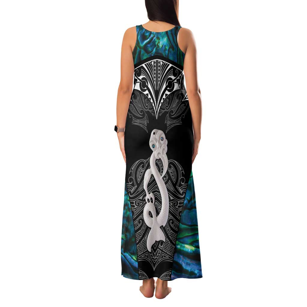 New Zealand Aotearoa Family Matching Tank Maxi Dress and Hawaiian Shirt Maori Taniwha Paua Shell