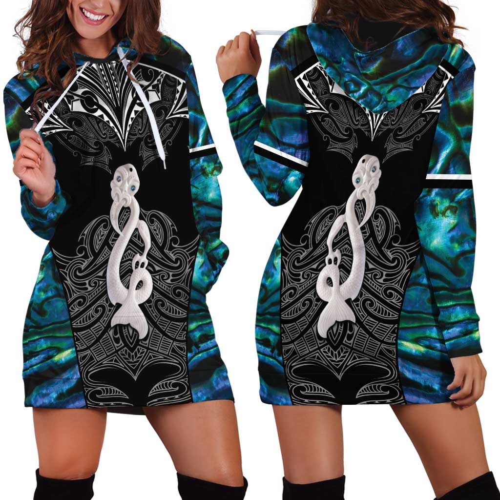 New Zealand Aotearoa Hoodie Dress Maori Taniwha Paua Shell LT05 - Vibe Hoodie Shop