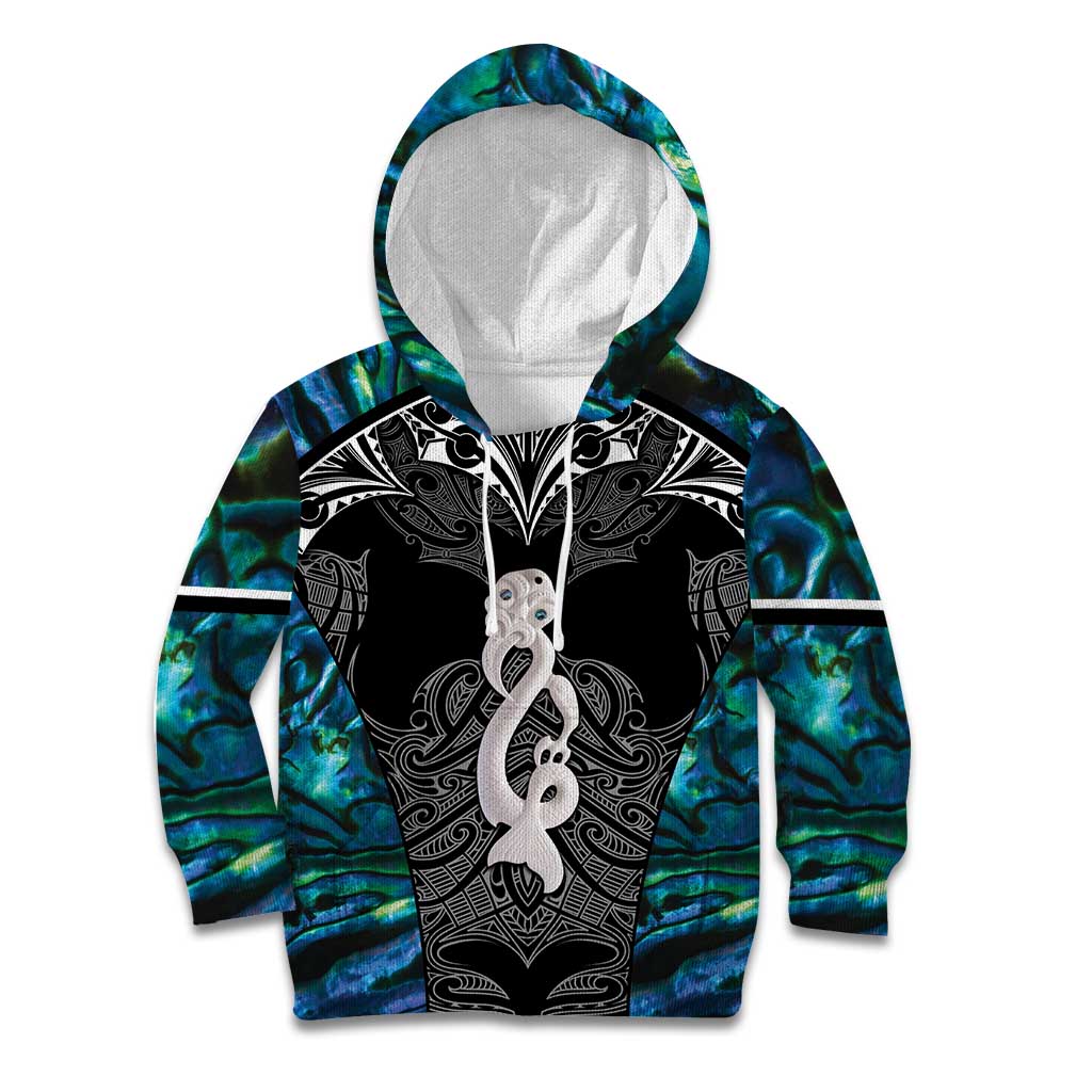 New Zealand Aotearoa Kid Hoodie Maori Taniwha Paua Shell LT05 - Vibe Hoodie Shop