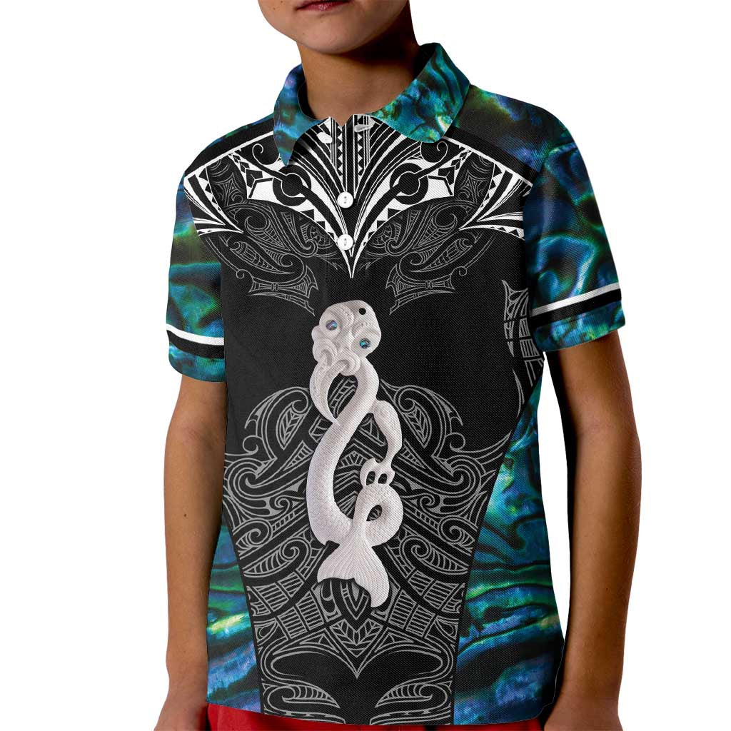 New Zealand Aotearoa Kid Polo Shirt Maori Taniwha Paua Shell LT05 - Vibe Hoodie Shop