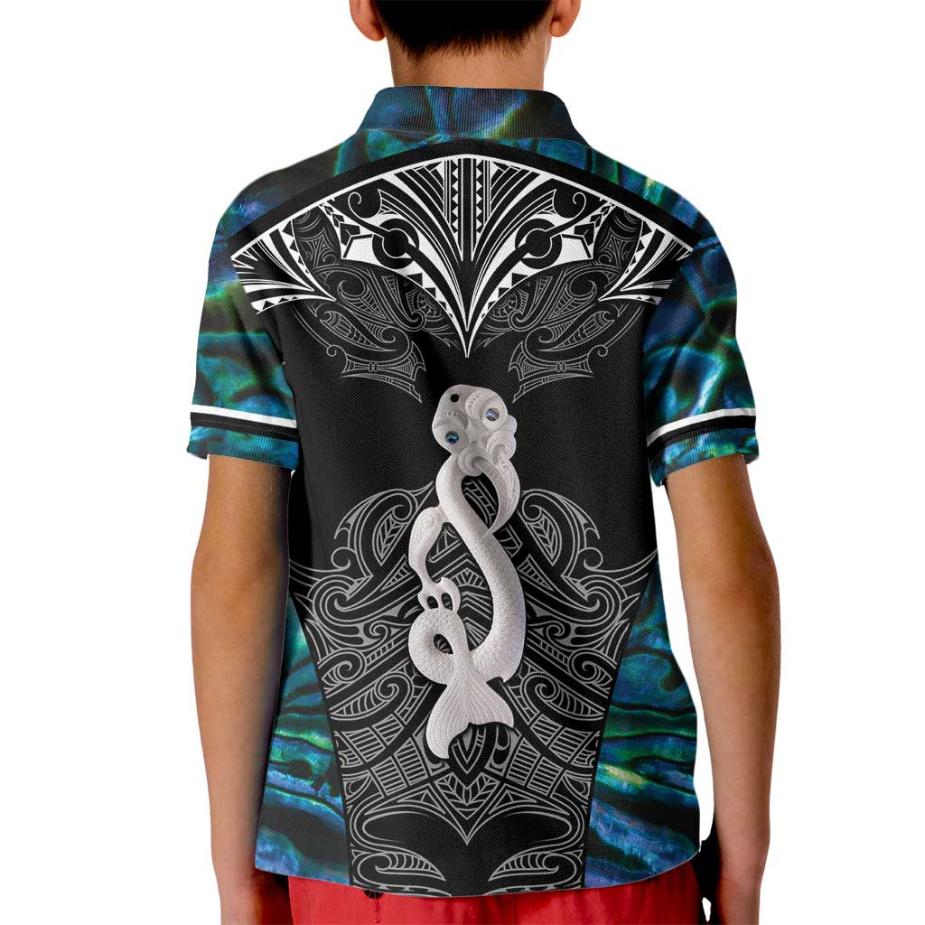 New Zealand Aotearoa Kid Polo Shirt Maori Taniwha Paua Shell LT05 - Vibe Hoodie Shop