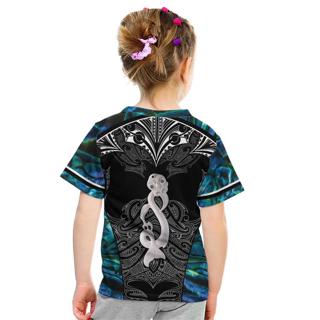 New Zealand Aotearoa Kid T Shirt Maori Taniwha Paua Shell LT05 - Vibe Hoodie Shop