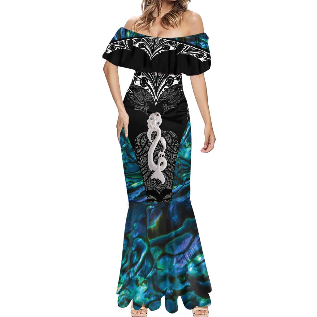 New Zealand Aotearoa Mermaid Dress Maori Taniwha Paua Shell