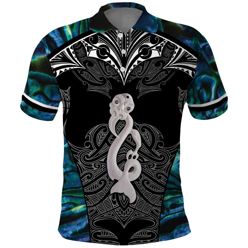 New Zealand Aotearoa Polo Shirt Maori Taniwha Paua Shell LT05 - Vibe Hoodie Shop