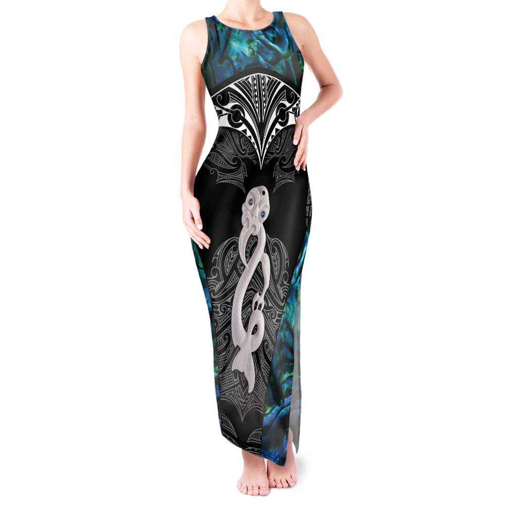 New Zealand Aotearoa Tank Maxi Dress Maori Taniwha Paua Shell