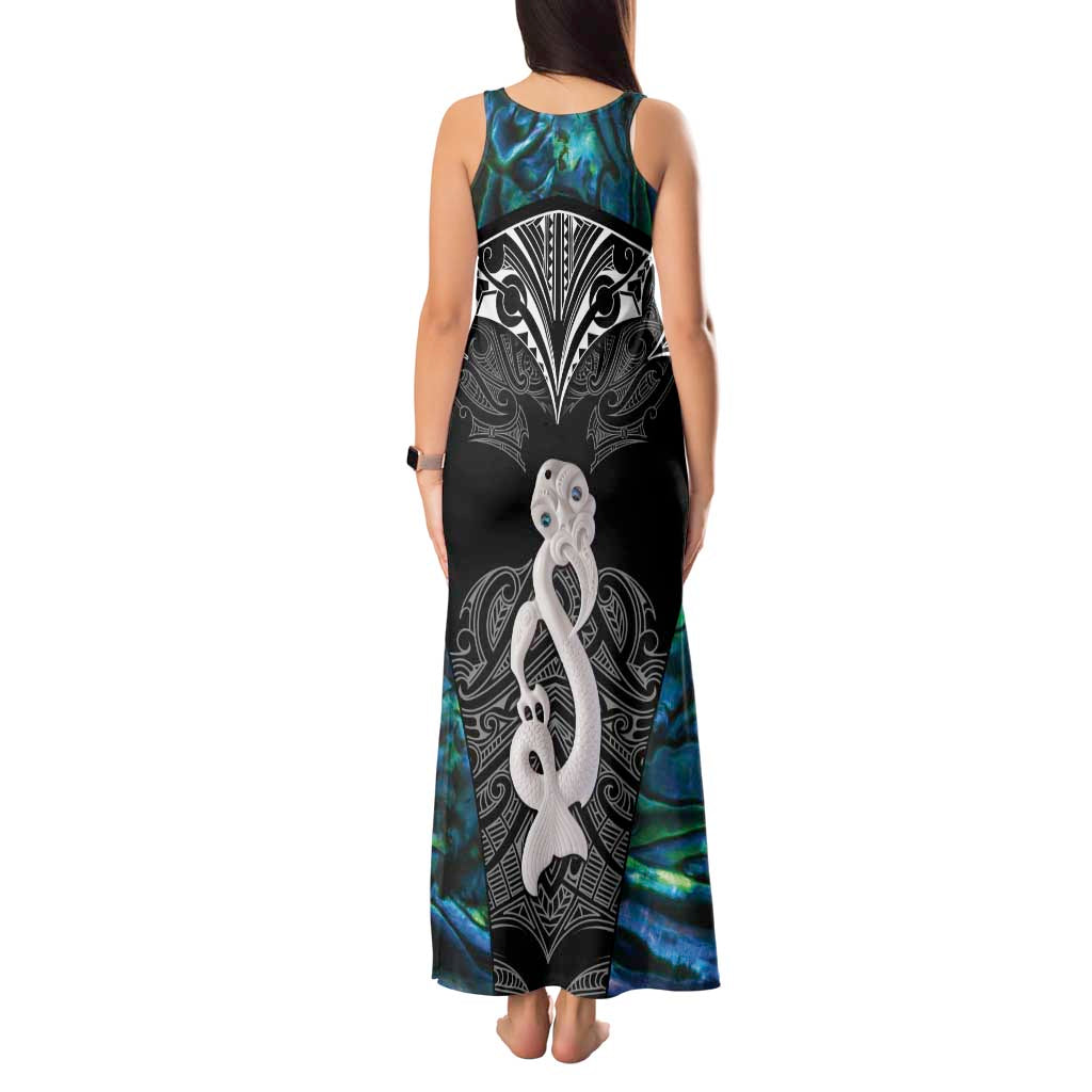 New Zealand Aotearoa Tank Maxi Dress Maori Taniwha Paua Shell