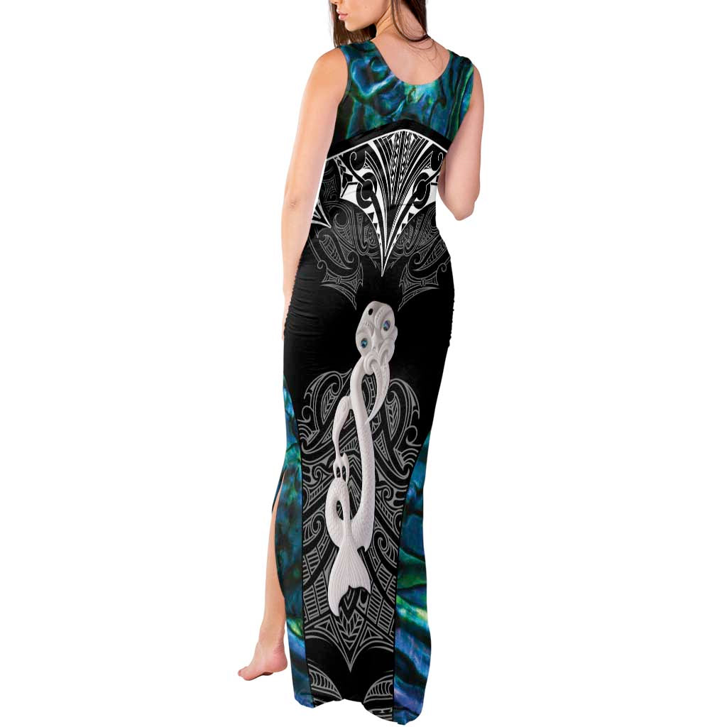 New Zealand Aotearoa Tank Maxi Dress Maori Taniwha Paua Shell