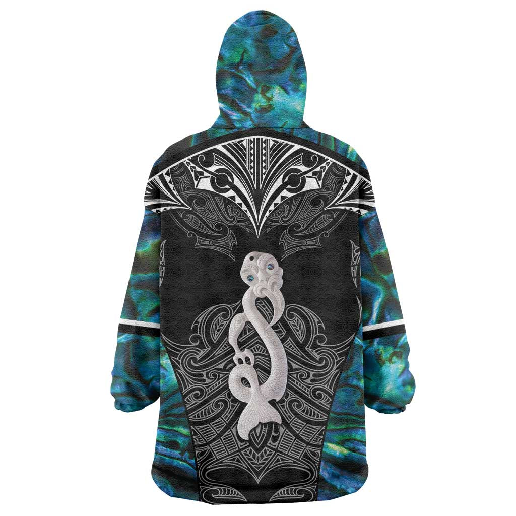 New Zealand Aotearoa Wearable Blanket Hoodie Maori Taniwha Paua Shell LT05 - Vibe Hoodie Shop