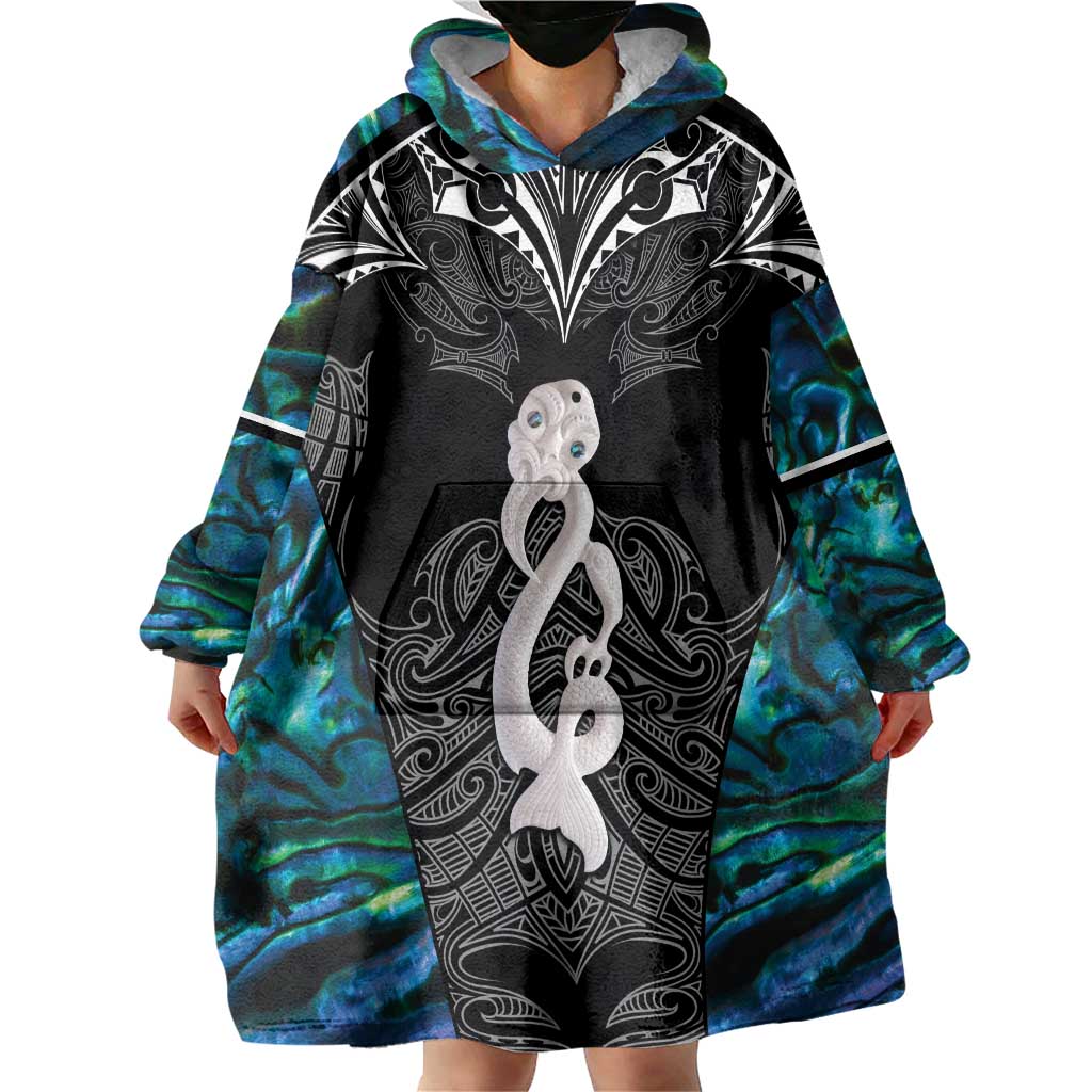 New Zealand Aotearoa Wearable Blanket Hoodie Maori Taniwha Paua Shell LT05 - Vibe Hoodie Shop