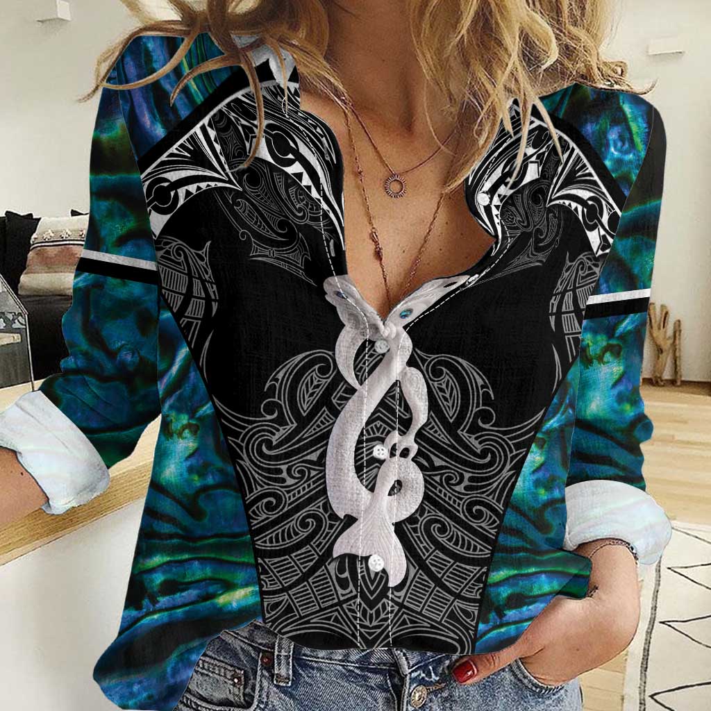 New Zealand Aotearoa Women Casual Shirt Maori Taniwha Paua Shell LT05 - Vibe Hoodie Shop