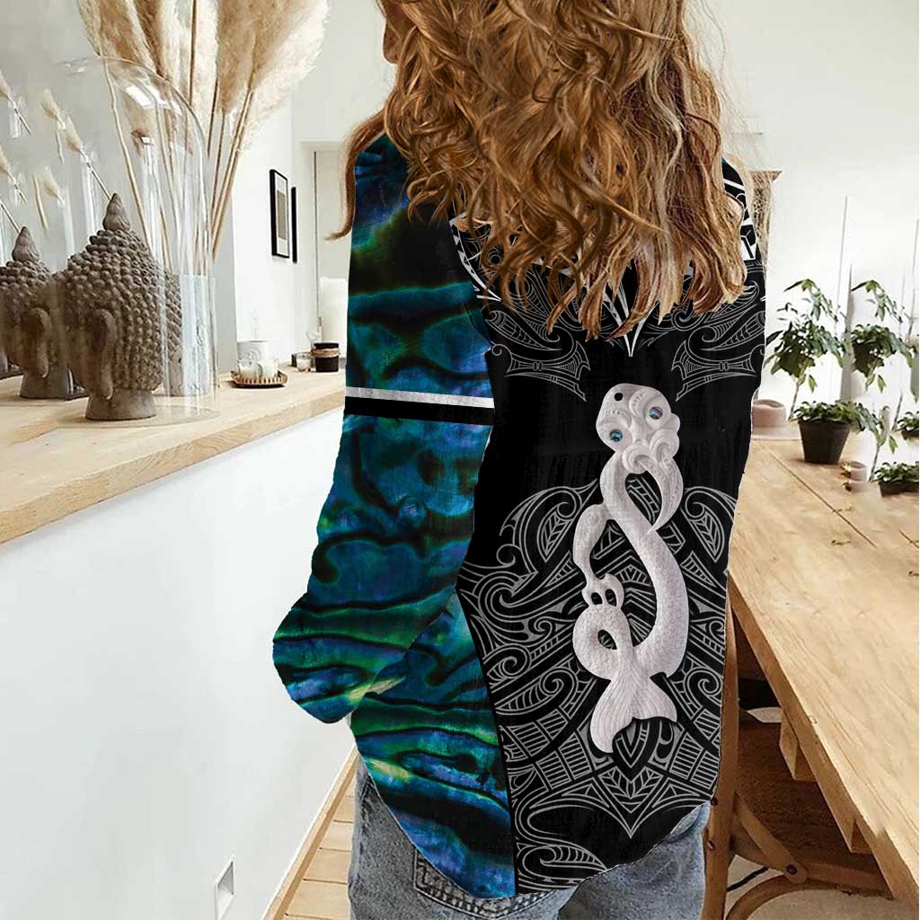 New Zealand Aotearoa Women Casual Shirt Maori Taniwha Paua Shell LT05 - Vibe Hoodie Shop