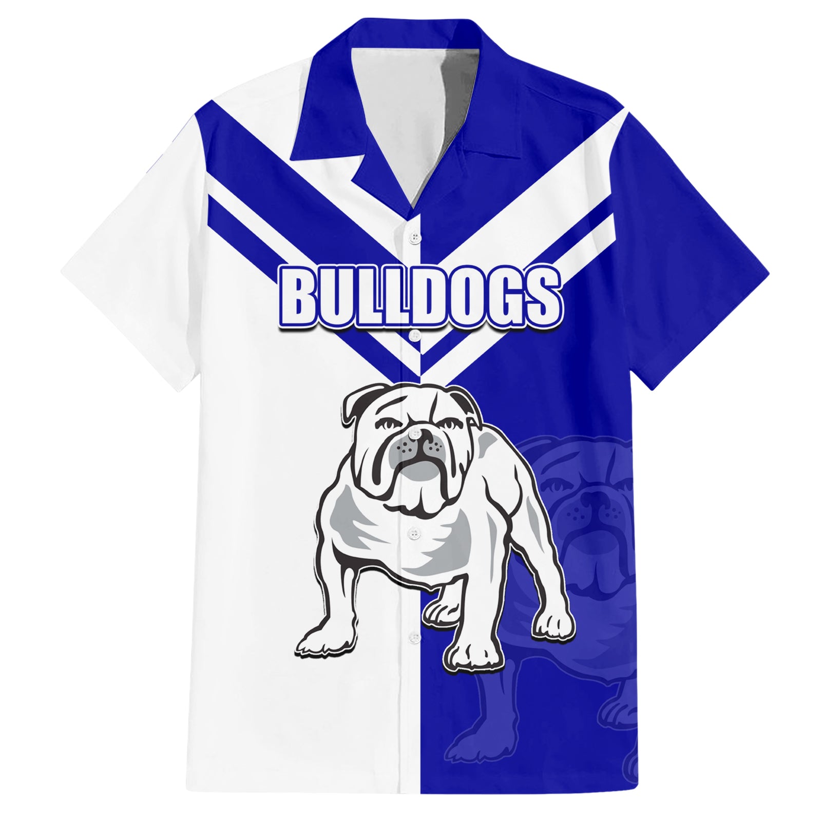 (Custom Text And Number) NRL Bulldogs Hawaiian Shirt Mix Jersey - Vibe Hoodie Shop