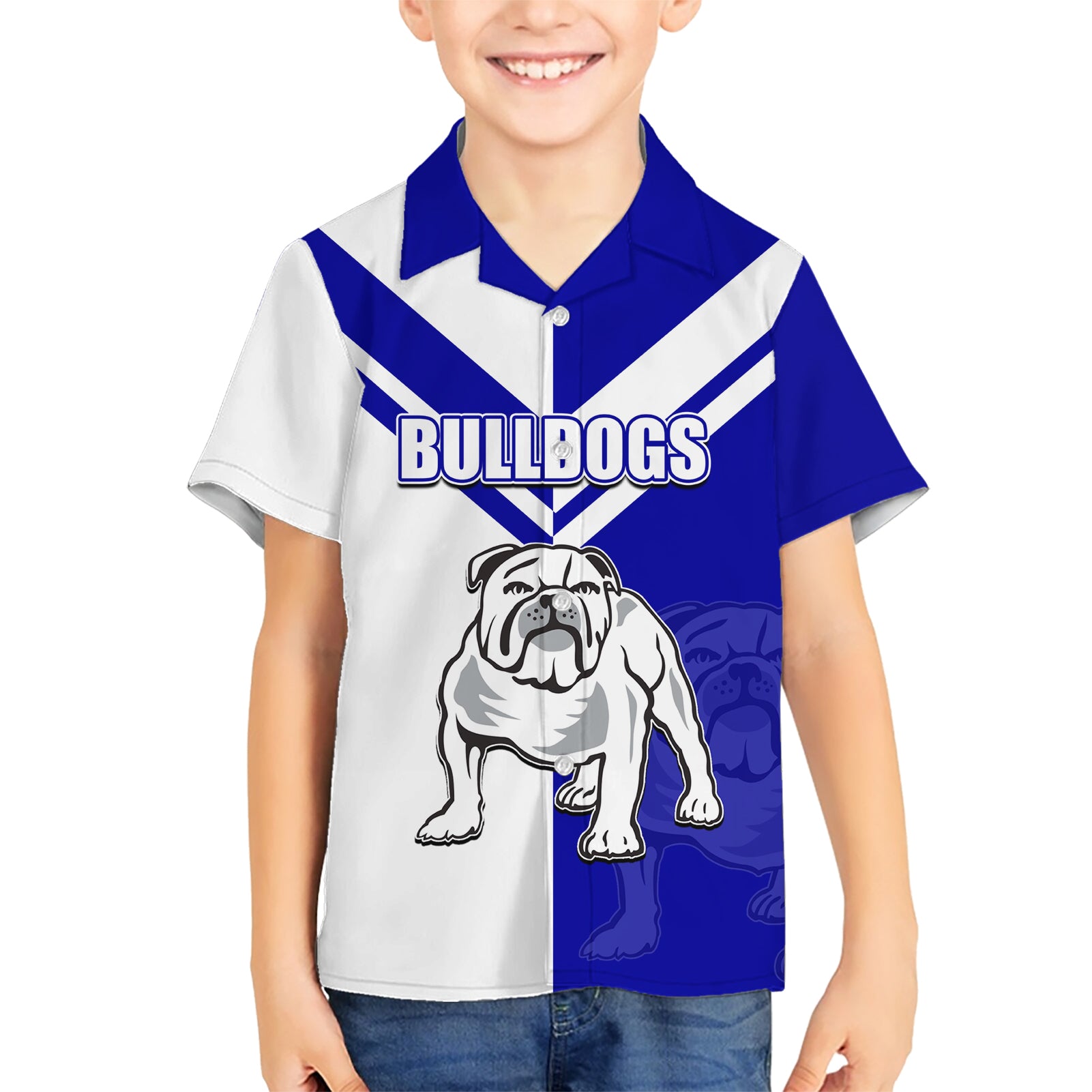 (Custom Text And Number) NRL Bulldogs Hawaiian Shirt Mix Jersey - Vibe Hoodie Shop