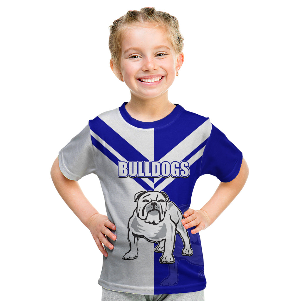 (Custom Text And Number) NRL Bulldogs Kid T Shirt Mix Jersey - Vibe Hoodie Shop