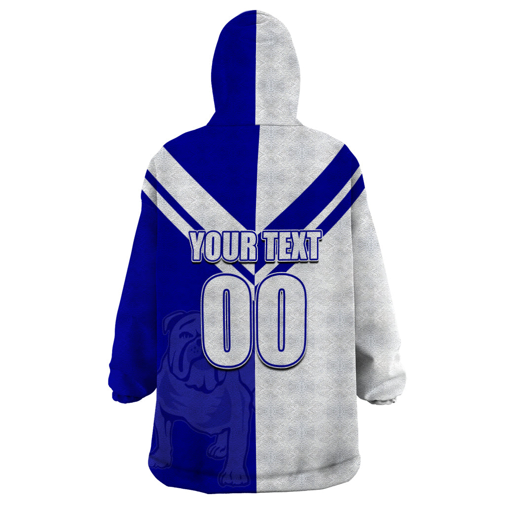 (Custom Text And Number) NRL Bulldogs Wearable Blanket Hoodie Mix Jersey - Vibe Hoodie Shop