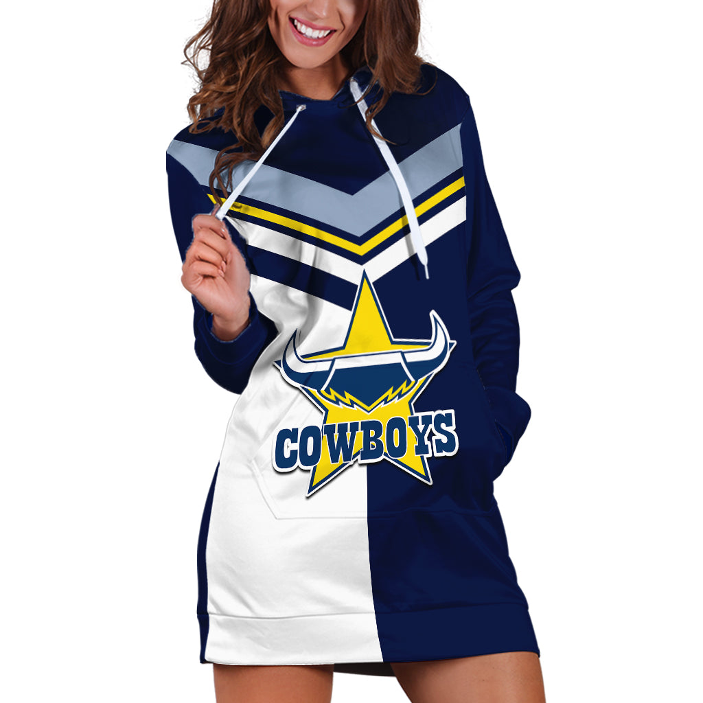 (Custom Text And Number) NRL Cowboys Hoodie Dress Mix Jersey - Vibe Hoodie Shop