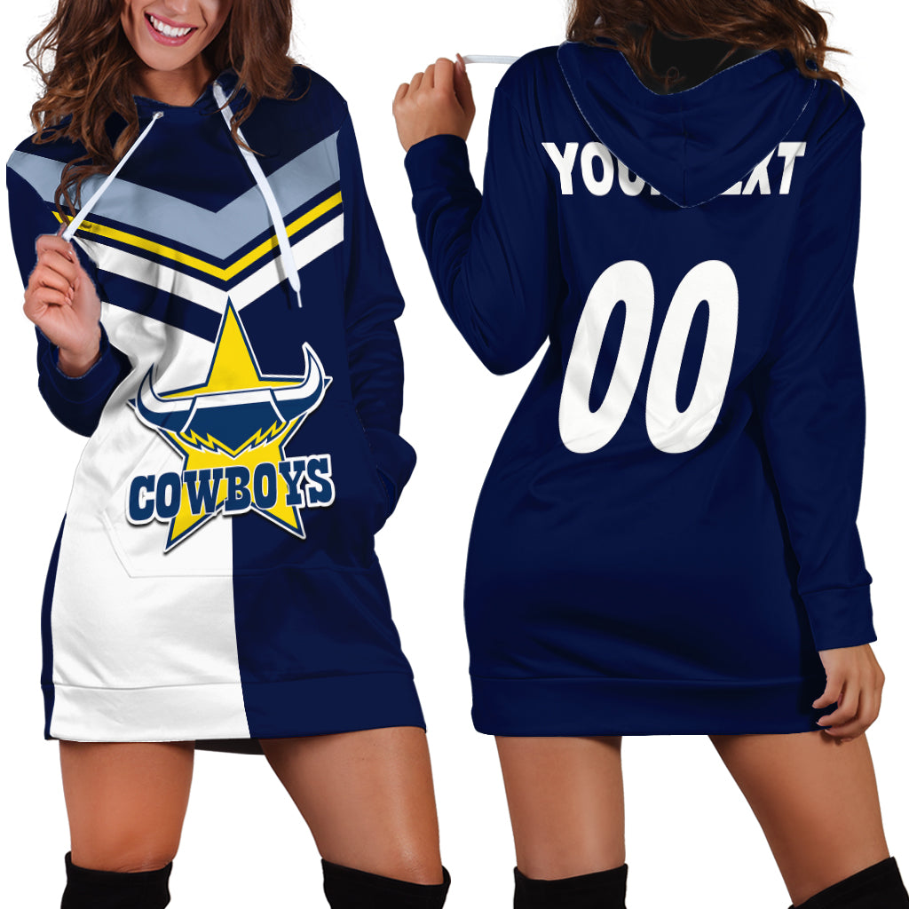 (Custom Text And Number) NRL Cowboys Hoodie Dress Mix Jersey - Vibe Hoodie Shop