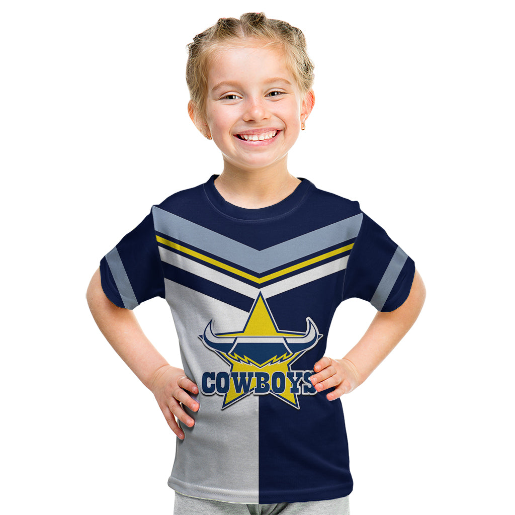 (Custom Text And Number) NRL Cowboys Kid T Shirt Mix Jersey - Vibe Hoodie Shop