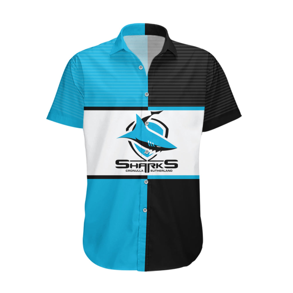 (Custom Text And Number) NRL Sharks Hawaiian Shirt Mix Jersey - Vibe Hoodie Shop