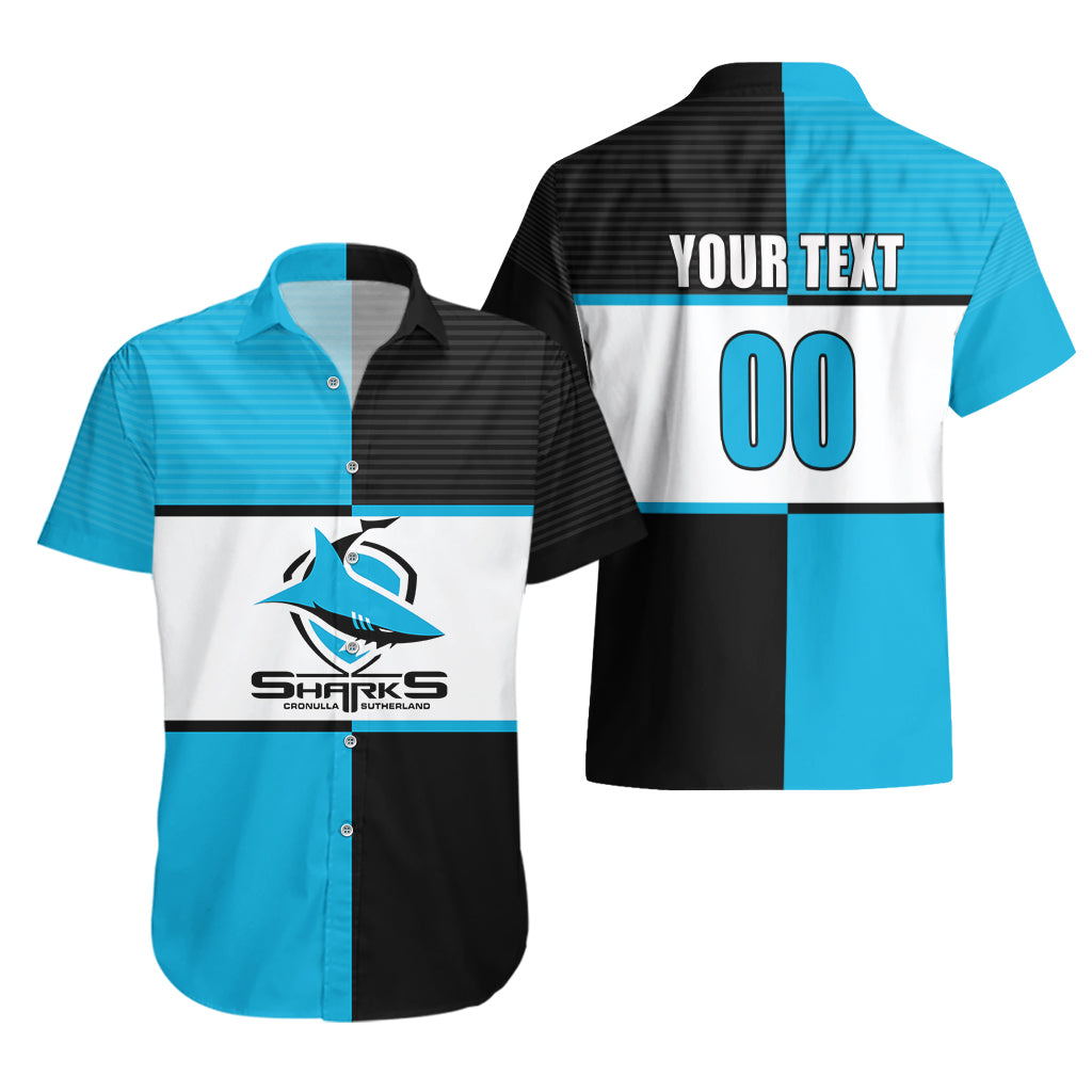 (Custom Text And Number) NRL Sharks Hawaiian Shirt Mix Jersey - Vibe Hoodie Shop