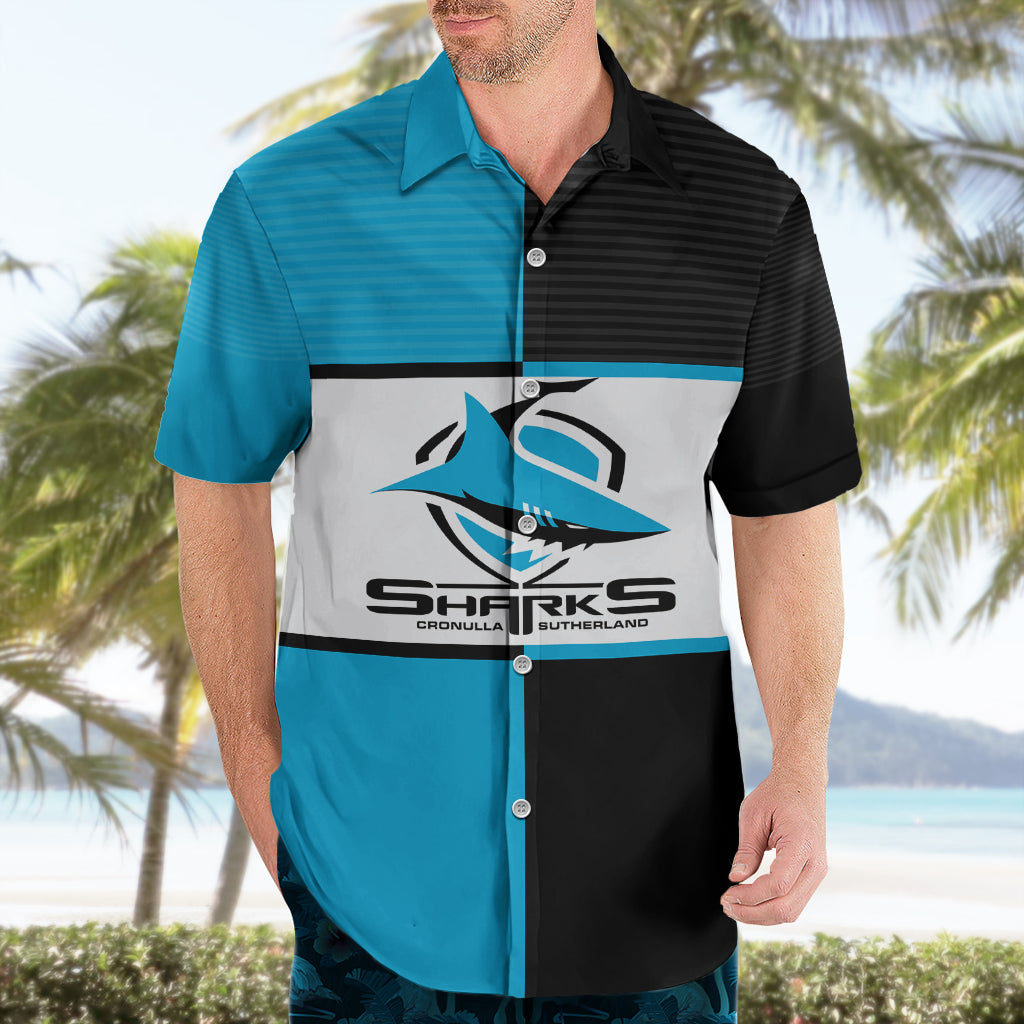 (Custom Text And Number) NRL Sharks Hawaiian Shirt Mix Jersey - Vibe Hoodie Shop