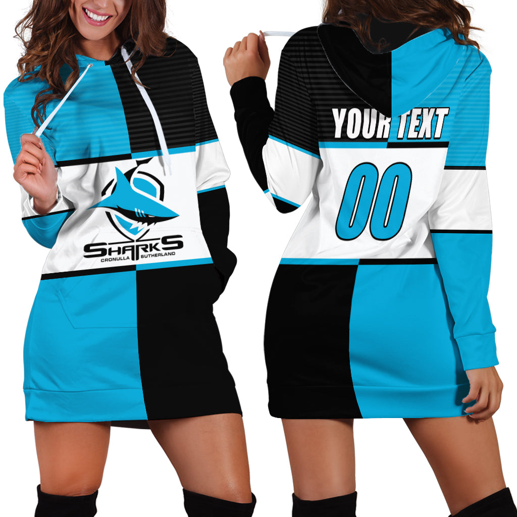 (Custom Text And Number) NRL Sharks Hoodie Dress Mix Jersey - Vibe Hoodie Shop