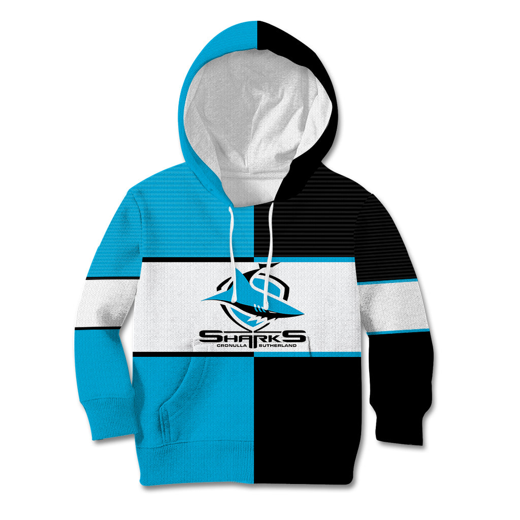 (Custom Text And Number) NRL Sharks Kid Hoodie Mix Jersey - Vibe Hoodie Shop