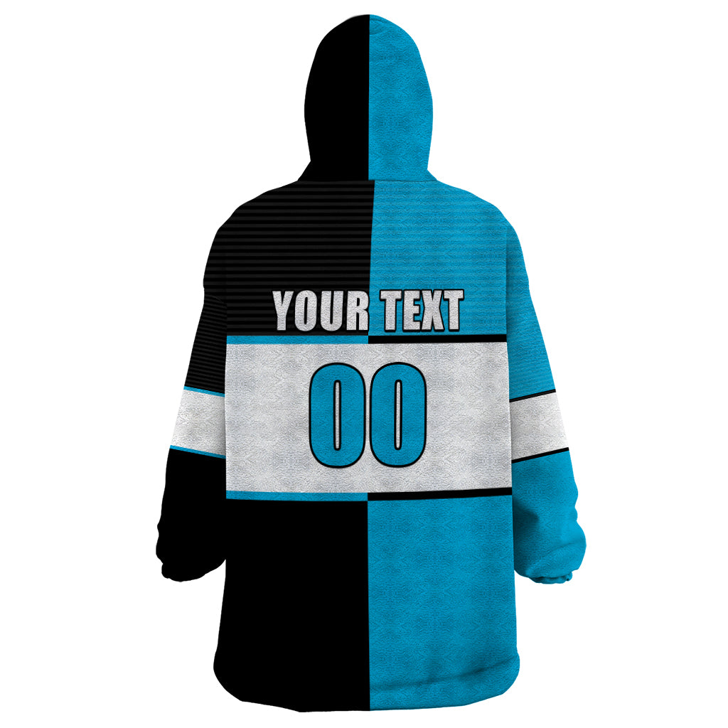 (Custom Text And Number) NRL Sharks Wearable Blanket Hoodie Mix Jersey - Vibe Hoodie Shop