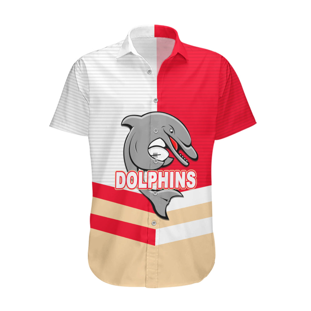 (Custom Text And Number) NRL Dolphins Hawaiian Shirt Mix Jersey - Vibe Hoodie Shop