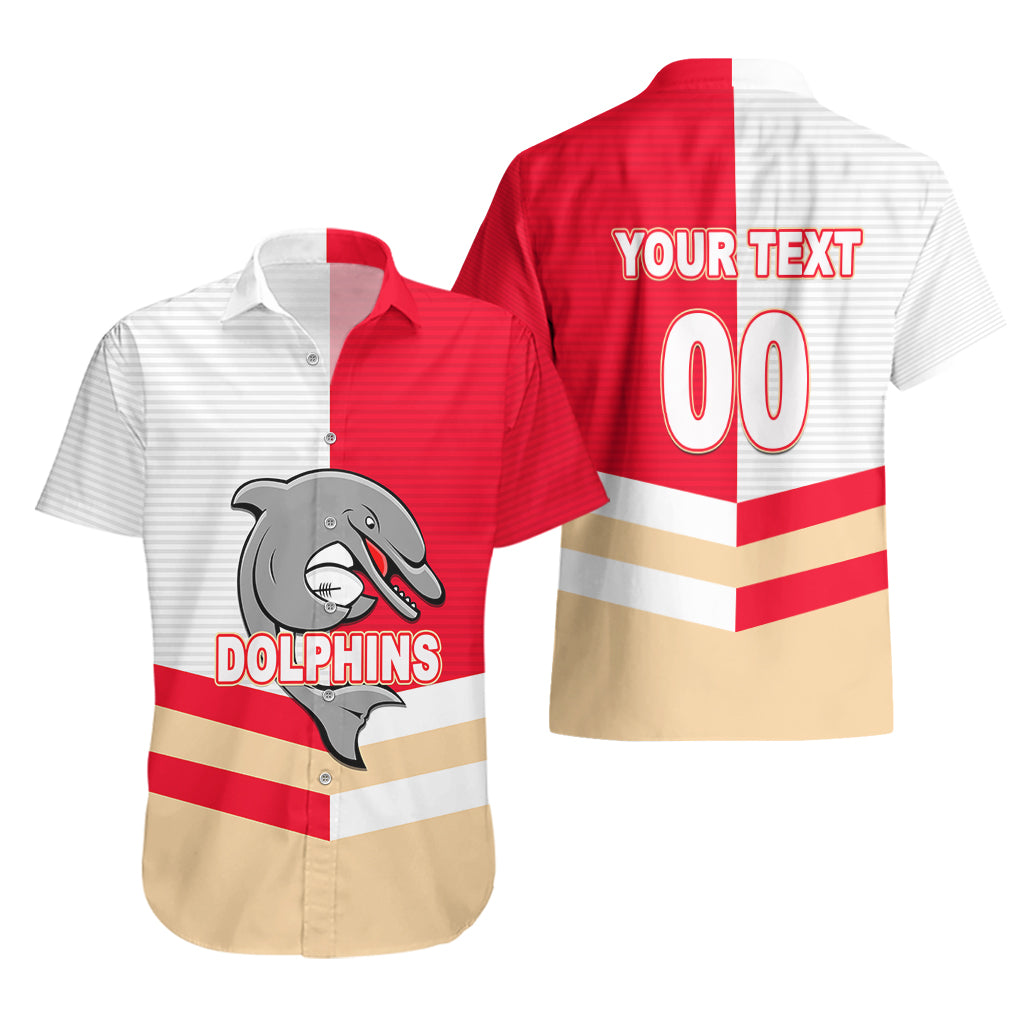 (Custom Text And Number) NRL Dolphins Hawaiian Shirt Mix Jersey - Vibe Hoodie Shop
