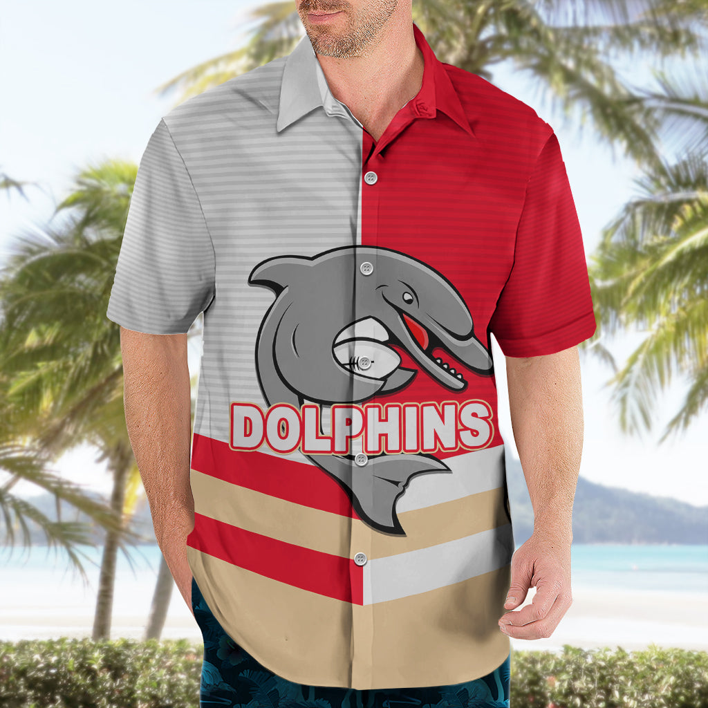 (Custom Text And Number) NRL Dolphins Hawaiian Shirt Mix Jersey - Vibe Hoodie Shop