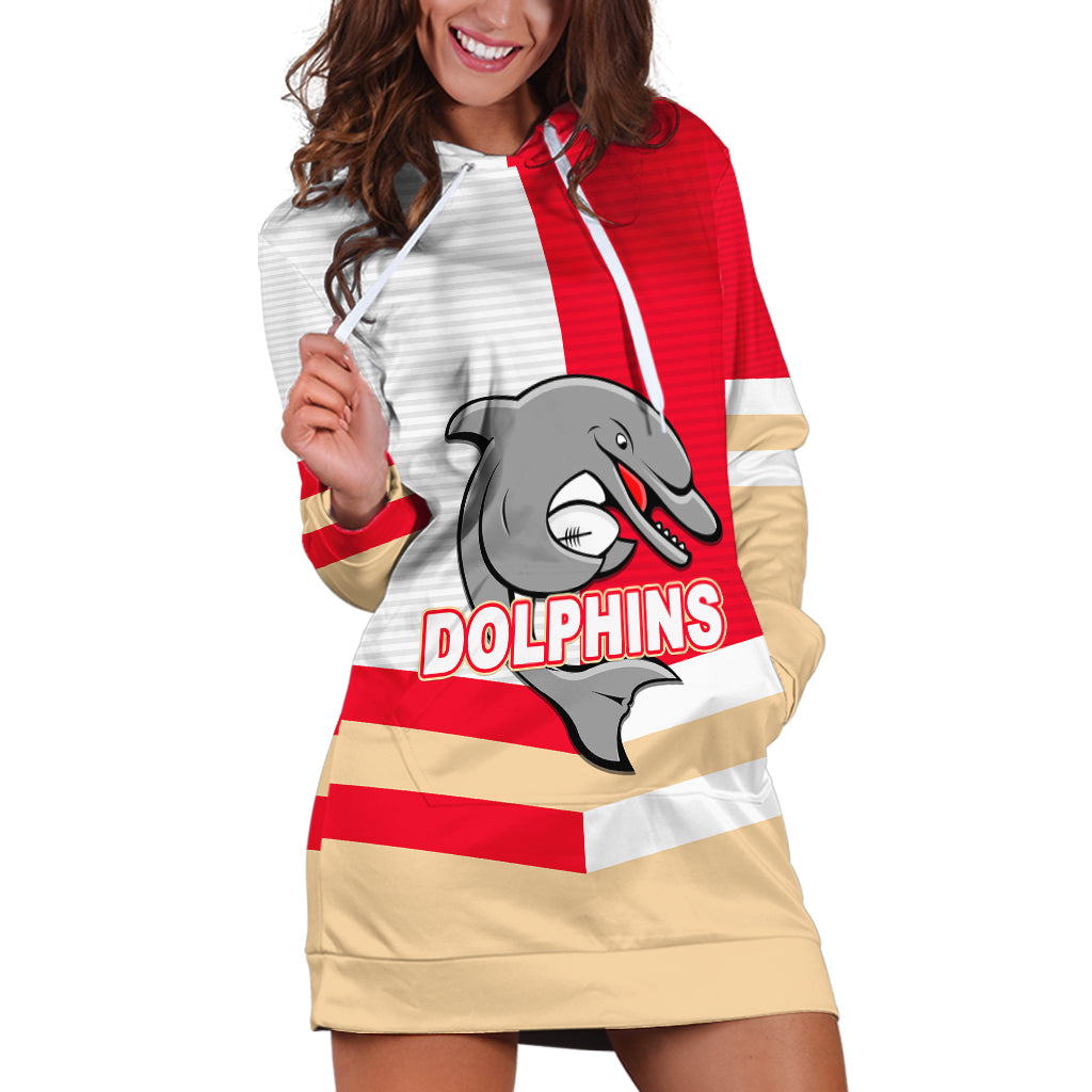 (Custom Text And Number) NRL Dolphins Hoodie Dress Mix Jersey - Vibe Hoodie Shop