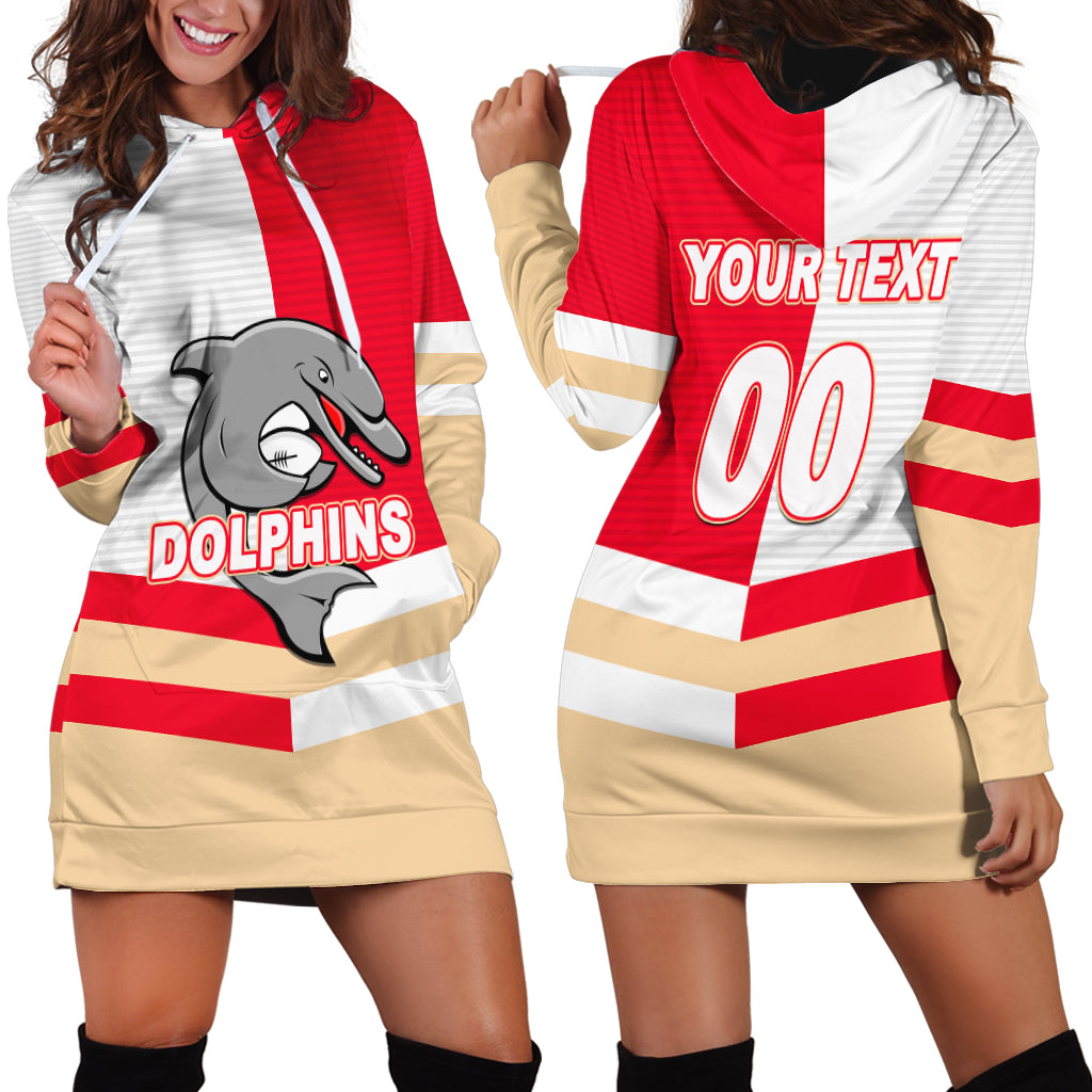 (Custom Text And Number) NRL Dolphins Hoodie Dress Mix Jersey - Vibe Hoodie Shop