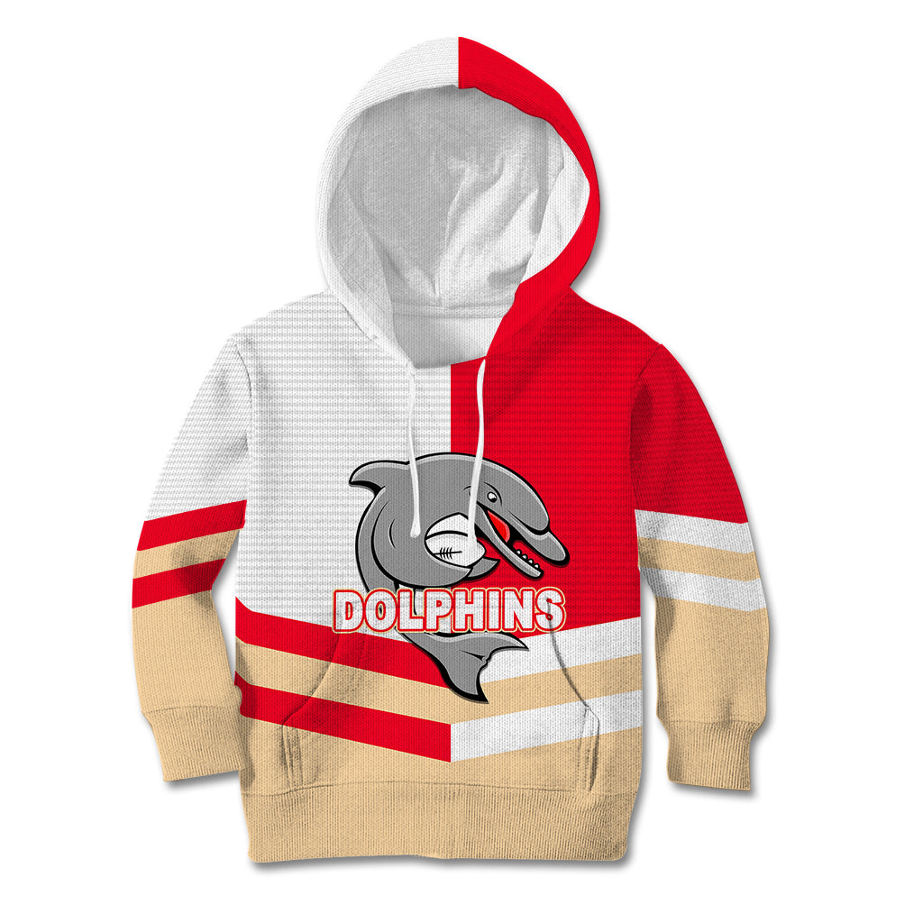 (Custom Text And Number) NRL Dolphins Kid Hoodie Mix Jersey - Vibe Hoodie Shop