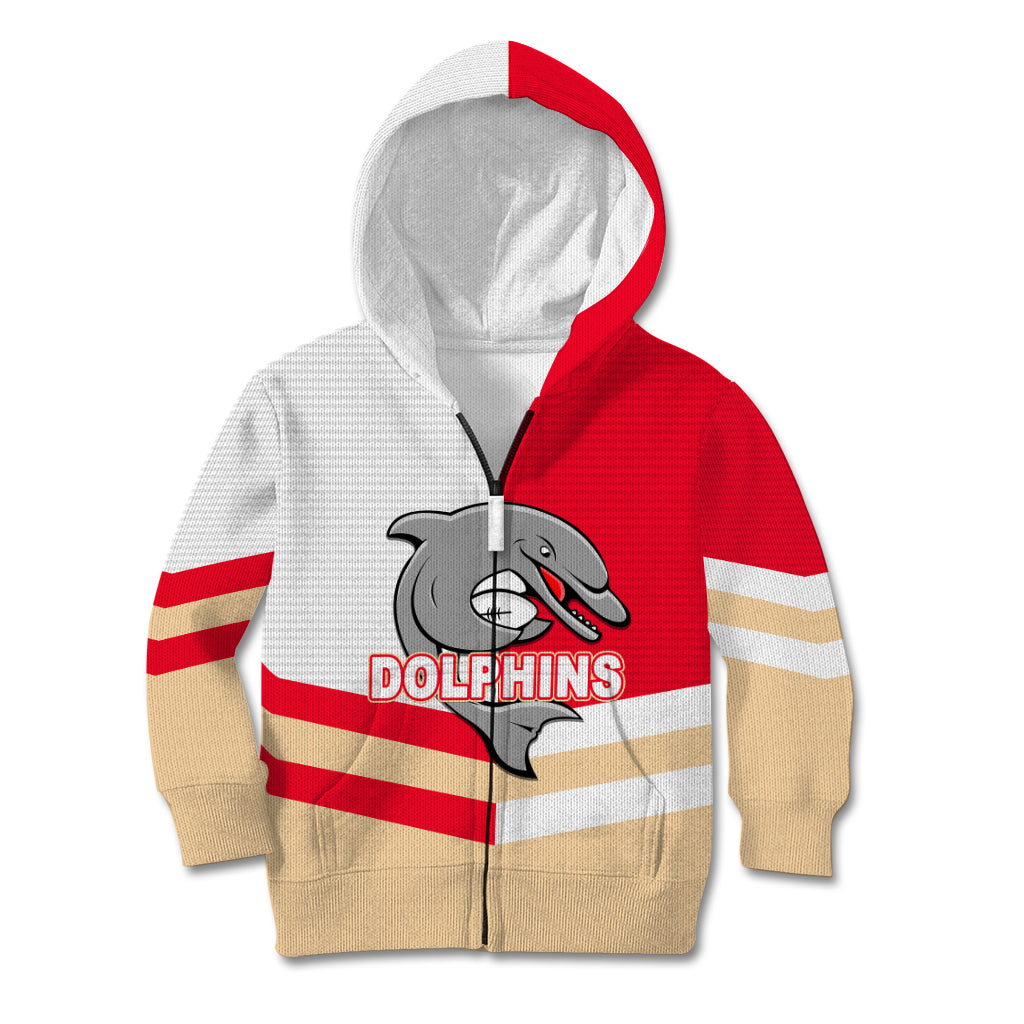 (Custom Text And Number) NRL Dolphins Kid Hoodie Mix Jersey - Vibe Hoodie Shop