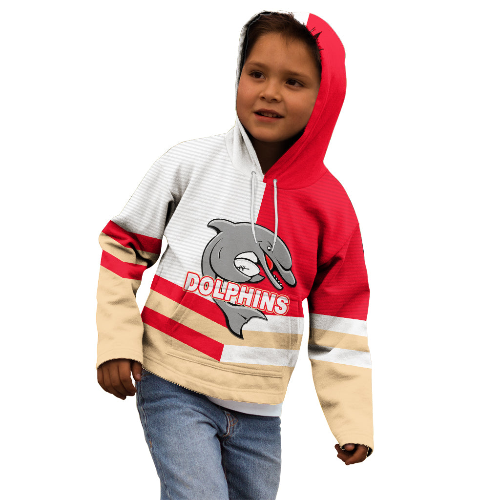 (Custom Text And Number) NRL Dolphins Kid Hoodie Mix Jersey - Vibe Hoodie Shop