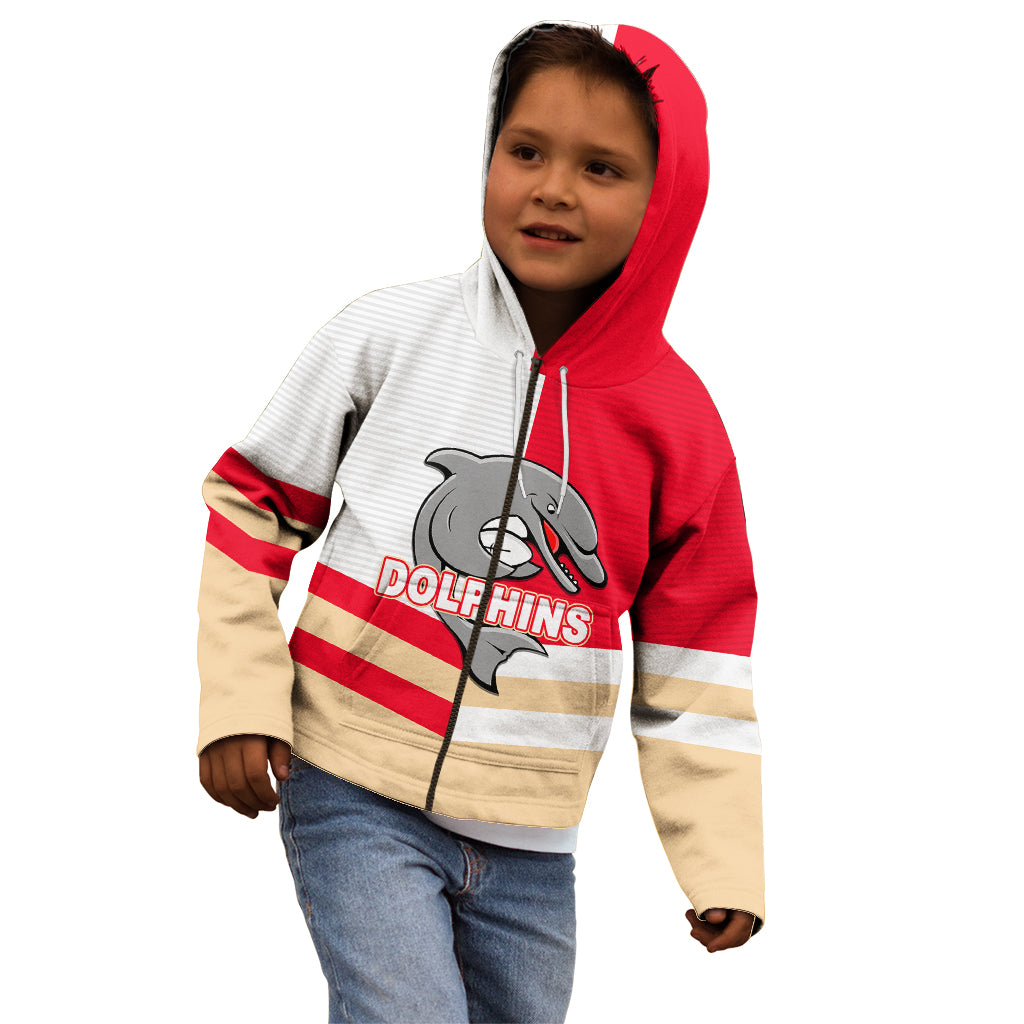 (Custom Text And Number) NRL Dolphins Kid Hoodie Mix Jersey - Vibe Hoodie Shop