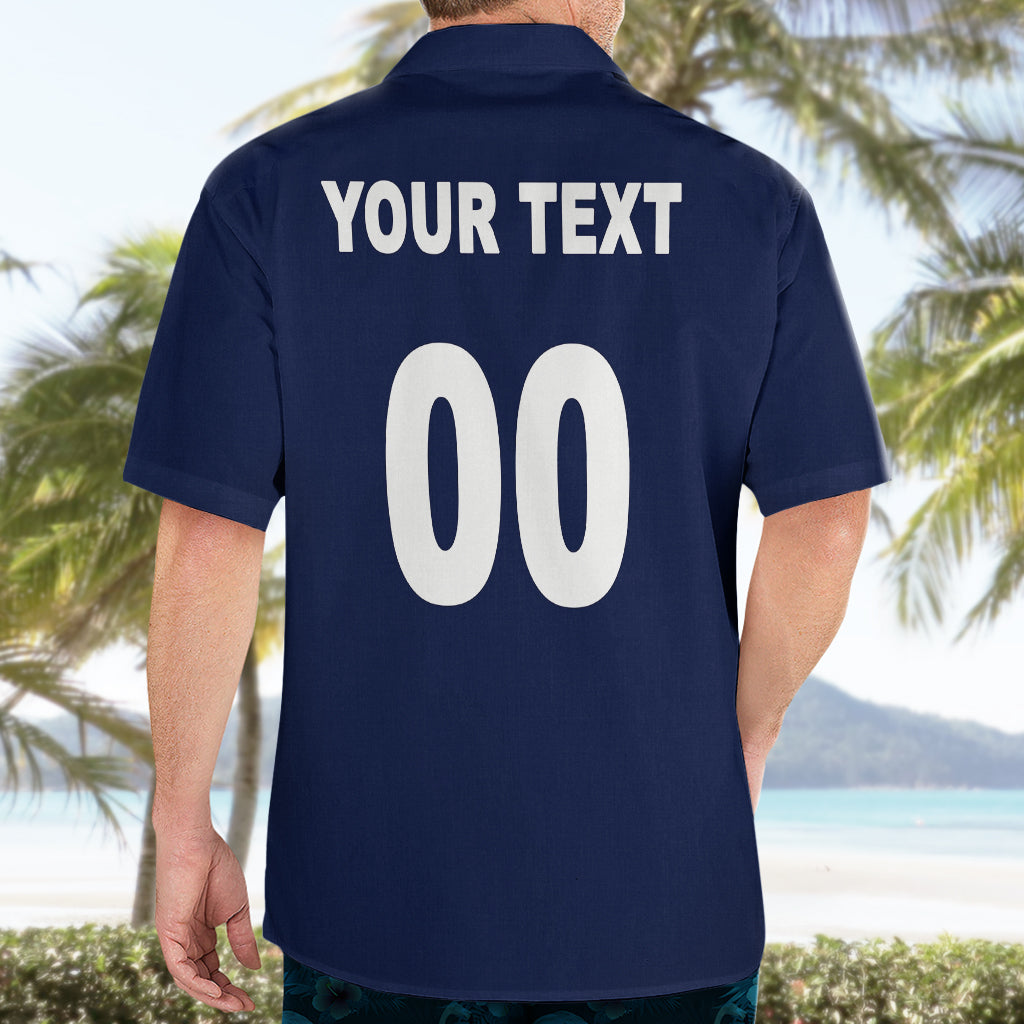(Custom Text And Number) NRL Cowboys Hawaiian Shirt New Jersey 2023 Blue - Vibe Hoodie Shop